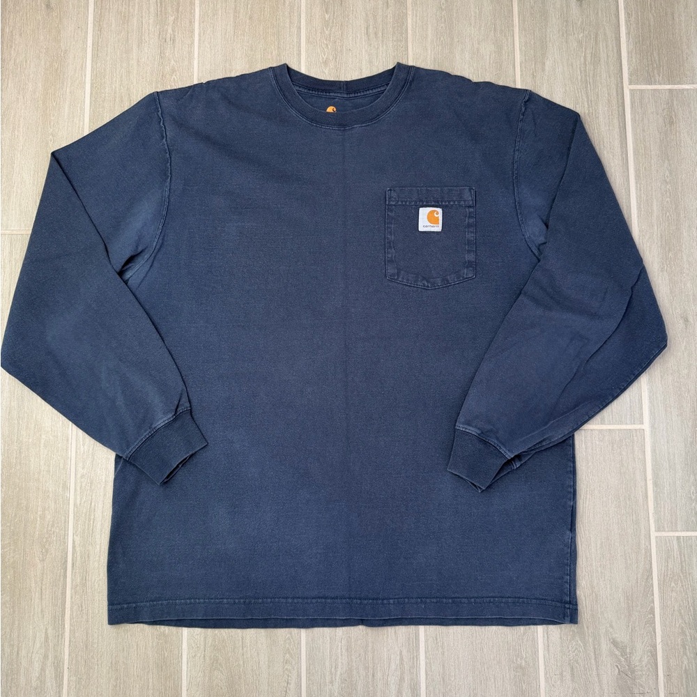 Carhartt Navy Long-Sleeve Pocket Crew Sweatshirt
